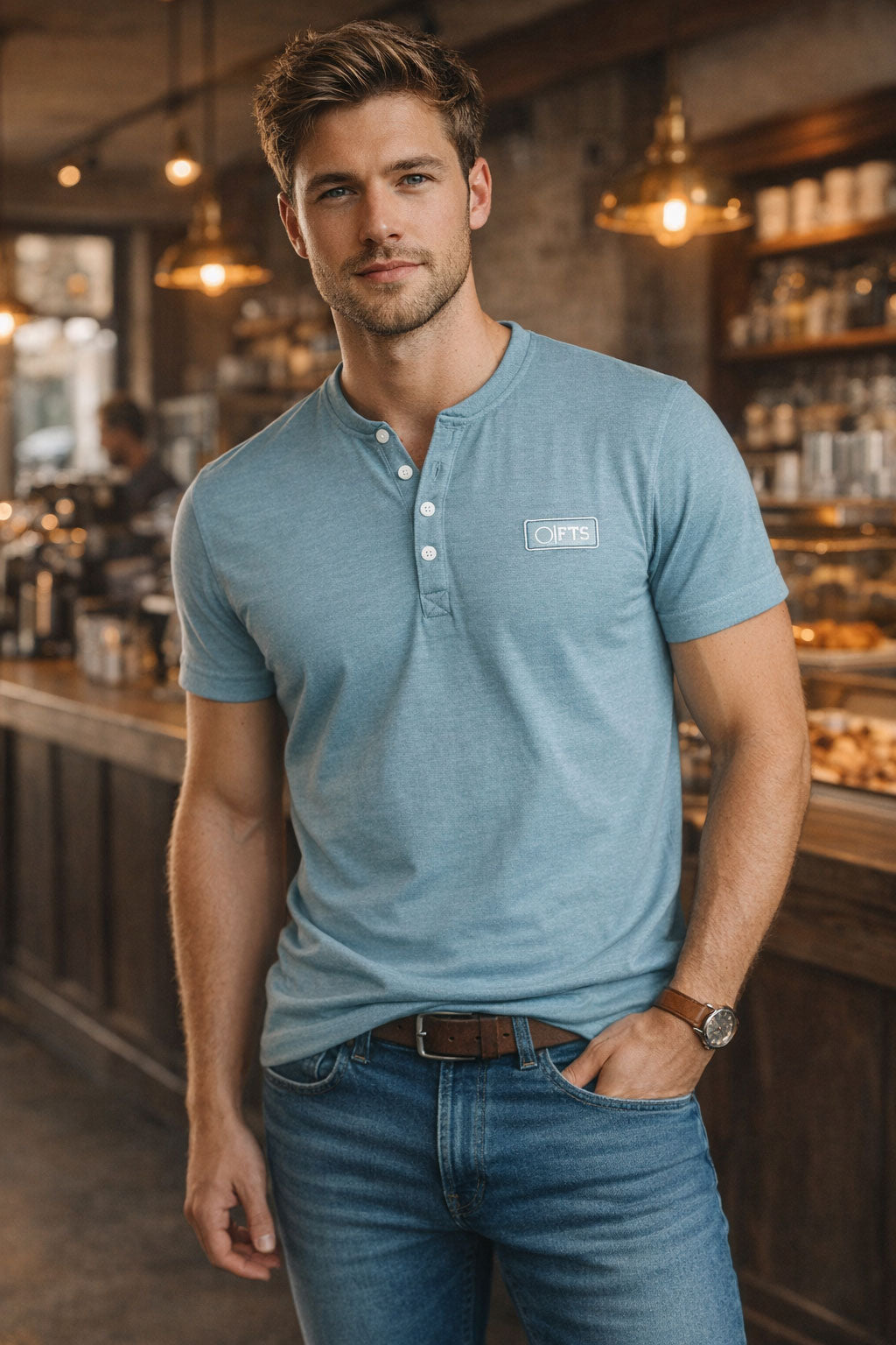 Henley Shirts | Slate Short Sleeves Henley T-Shirt