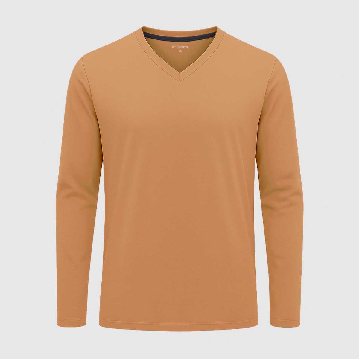 V-Neck Full Sleeve Shirt | Tan V Neck T-Shirts