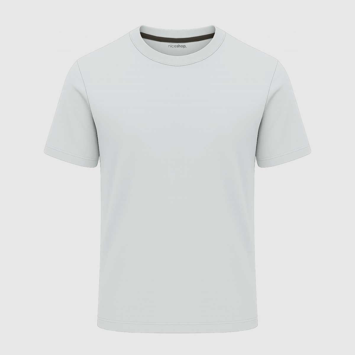 White Round Neck Cotton T-Shirt for Men | Short Sleeves