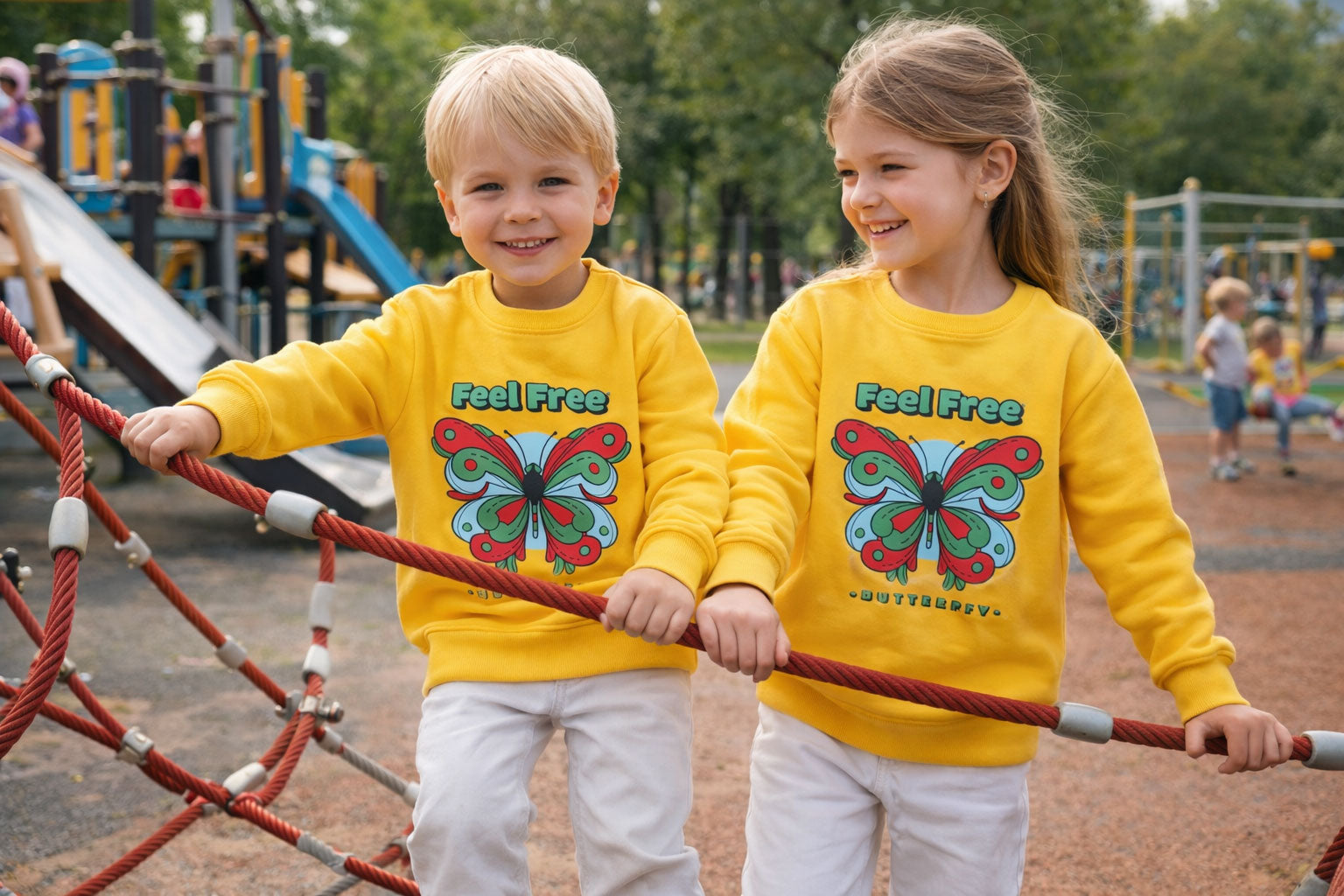 Kids Winter Sweatshirt Butterfly Design Yellow Color for Boy and Girl