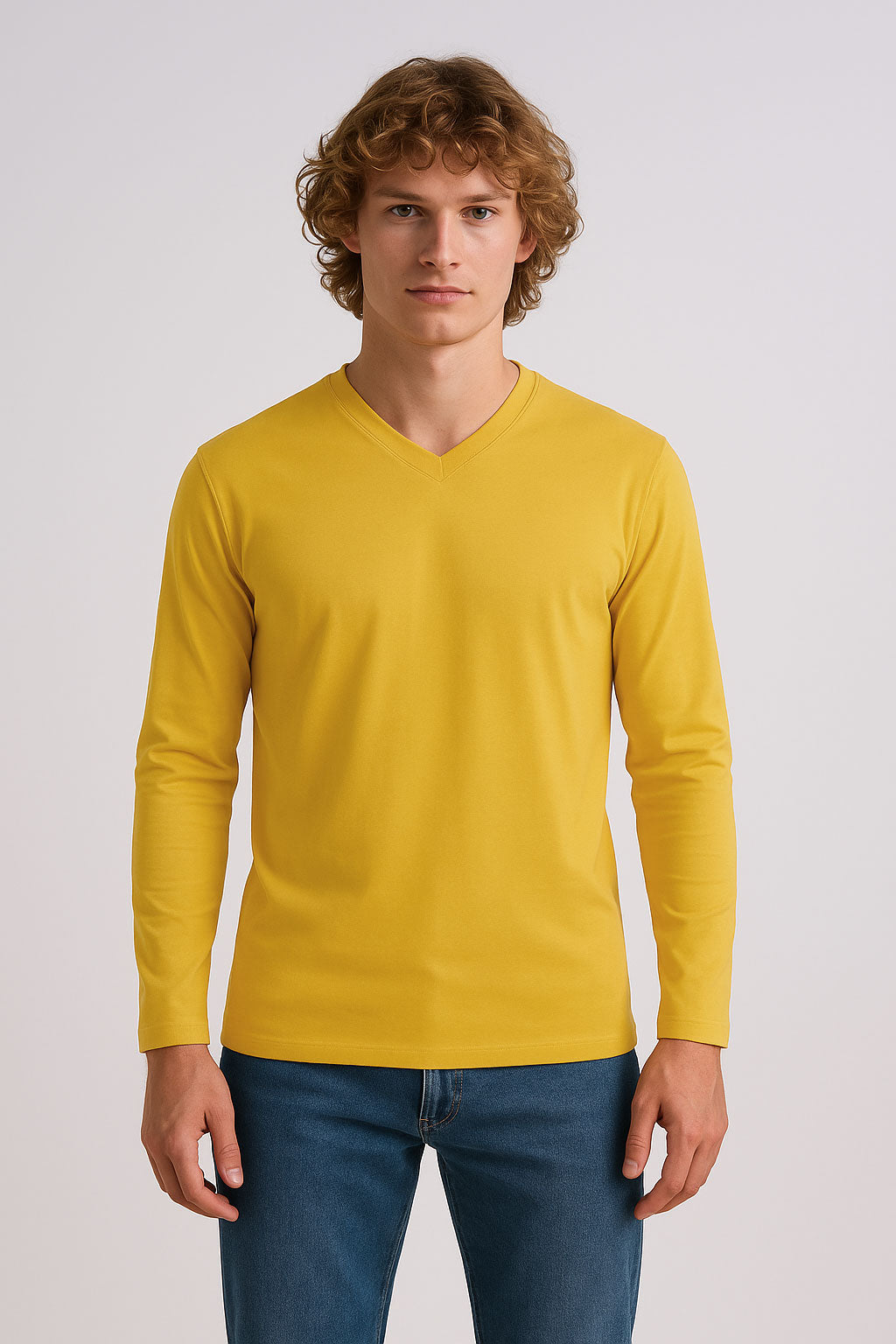 V-Neck Full Sleeve Shirt | Yellow V Neck T-Shirts